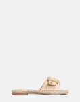 Sissy Boy Flat Espadrille Sandal Bling Buckle Beige - UK8 Brown