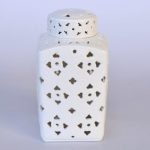 White Square Cut-out Ginger Jar – 31X16CM