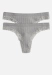 2-PACK Seamless Lace-trimmed Thong Briefs - Grey