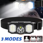 LED Strong Light Flashlight Cob Headlamp Spotlight floodlight 3 Lighting Modes MINI Portable USB Charging Waterproof Fishing Wor