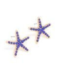 Goldair Gold Blue Diamante Starfish Stud Earrings