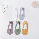 5PAIRS Women's Cotton No Show Socks Non-slip Silicone Heel Grip Invisible Low Cut Liners For Spring Summer Fall