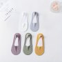 5pairs Women's Cotton No Show Socks Non-Slip Silicone Heel Grip Invisible Low Cut Liners For Spring Summer Fall
