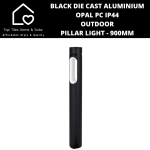 Black Die Cast Aluminium Opal PC IP44 Outdoor Pillar Light - 900MM