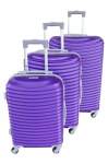 Smte 3 Piece Quality Hard Outer Shell Ringletted Lightweight Luggage Set Purple With Keychain