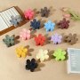 Elegant Large Floral Hair Claw - Solid Color Non-Slip Ponytail Holder For Women And Girls