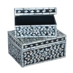 Capiz Vine Decorative Box - Botanical Shell Inlay