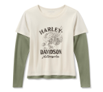 Women’s H-d American Classic Layered Top – Colorblock – Birch & Sea Spray