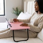 Ergonomic Folding Computer Desk - Sky Blue