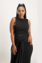 Hazel High Neck Crop Top - Black - L