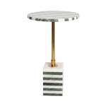 Striped Marble Side Table - Black & White