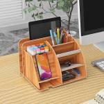 8 Compartment Wooden Desktop Organizer