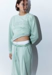 Embroidered Sweatshirt - Mint Green Shine