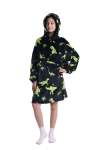 Kids Plush Oversized Blanket Hoodie With Sleeves Dino World