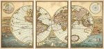 WALL26 - 3 Panel Framed Canvas Wall Art - Vintage World Map - Giclee Print Gallery Wrap Modern Home Art Ready To Hang
