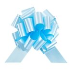 Restaurantware Gift Tek 5.5 Inch Ribbon Pull Bows 10 Satin Pull Bows - 20 Loops Instant Pull Design Light Blue Plastic Flower Bo