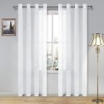 Readymade Quality Plain Linen Sheer Voile Eyelet Curtains - Cappuccino