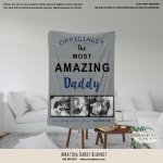 Personalised Fleece Blanket Fathers Day Amazing Daddy Blanket