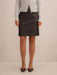 Flora Pu Pencil Midi Skirt - 16 Chocolate