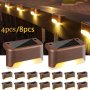 4/8 Packs Solar Fence Light Outdoor Deck Step Light Waterproof Staircase Light Solar Channel Outdoor Stairs Steps Fences Railings Courtyards And Channel Lighting Warm White