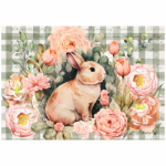 Deco Print Peonies Bunny
