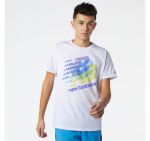 New Balance Men's Tenacity Heathertech T-Shirt - White blue teal - LG