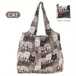 1PC Fashion Print Tote Bag Kitten Cute Shopping Bag Outdoor Travel And Camping Tote Bag Large Capacity Foldable Bag