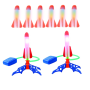 Kids LED Light-up Stomp Rocket Launcher Set - 2 Launchers 6 Rockets