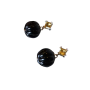 Gold-plated Sterling Silver Stud Earrings Set With Natural Black Onyx