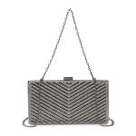Black Diagonal Diamante Detail Clutch Bag
