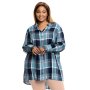 Plus Size Relaxed Check Shirt - Blues