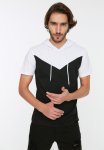Short Sleeve Hooded T-Shirt - Black