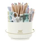 Skydue 360 Degree Rotating Desk Organizer Small Dual-purpose Pencil Pen Holder For Desk Rotating Pencil Cup With 5 Slots Office