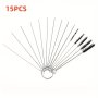 5/10/12/15pcs GD Carburetor Carbon Dirt Jet Cleaner Tool Kit Cleaning Needles With Brushes For Small Openings/ Tubes/ Pipes - For Example: Spray Paint Gun