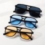 3PAIRS Fashionable Double-beam Glasses With Retro Square Frame Pilot Glasses To Protect Against Ultraviolet Rays