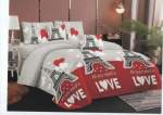Smte Bedspread Set 5 Piece Microfiber F14 D5- Red & Grey Double With Keychain