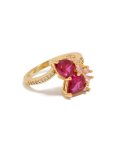 Goldair Gold Plated Double Red Cubic Zirconia Ring - M l