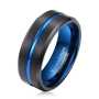 Men's Blue Groove Matte Black Tungsten Ring OY-R-091 - 8.5