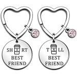 2PCS Friendship Gift Keychain Tall And Short Best Friend Keychain For Men Women