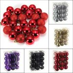 24PC Christmas Baubles Tree Plain Glitter Decoration Ornament Ball Black