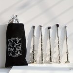 5 Pcs Makeup Brushes For Costume Fans Wizard Wand Set Kit In A Gift Bag Perfect For Eyebrows Eyeshadow Palette Foundation And Po
