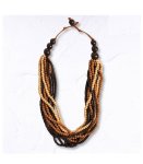 Wooden Beaded String Necklace - Brown Free