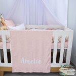 Fleece Blanket Minimalistic Pink Beige Dotty