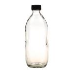 500ML Clear Glass Generic Bottle With Screw Cap - Black 28 410