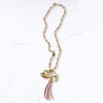 Multi Stone Bead Bag Tassel Necklace - Multi Free