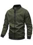 Men's Color Blocking Preppy Style Long Sleeve Stand Collar Jacket - Casual Zipper Outdoor Street Clothes