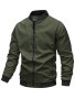 Men's Color Blocking Preppy Style Long Sleeve Stand Collar Jacket - Casual Zipper Outdoor Street Clothes