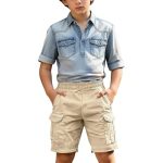 Aimaomi Boys Shorts Summer Baggy Cargo Shorts Elastic Waist Jogger Athletic Short With Pockets Fashion Sports Clothes Khaki 15-1