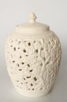 White Cut-out Ginger Jar Flower & Leaf Design – 40X27CM