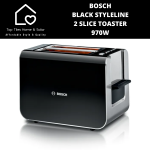 Bosch Black Styleline 2 Slice Toaster - 970W